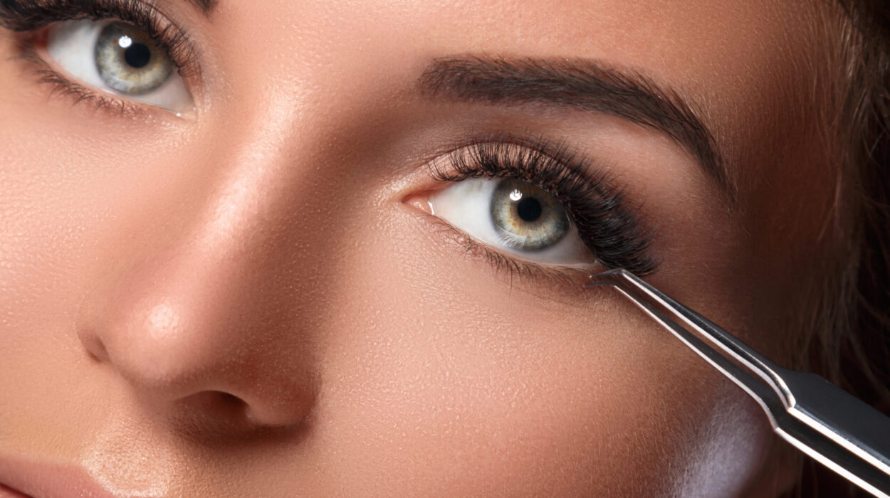 Beautiful woman with eyelash extension for maximum volume